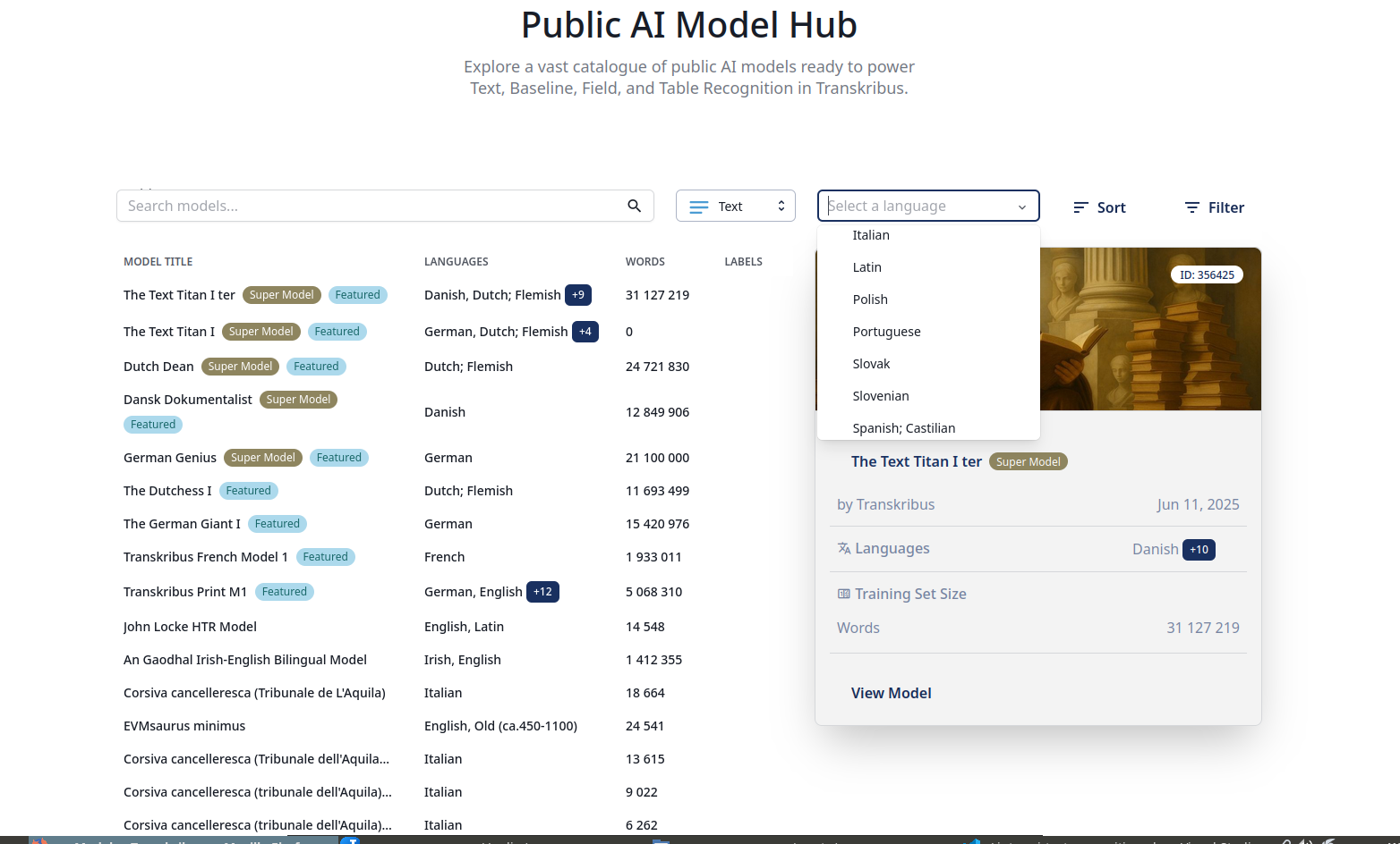 Transkribus - Public AI Model Hub